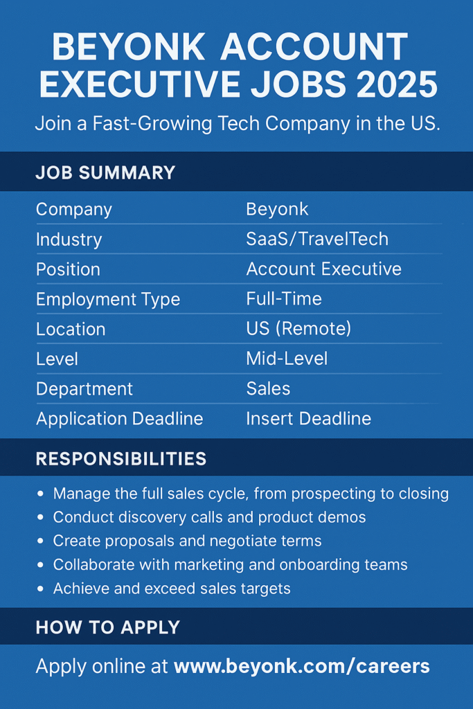 Beyonk Account Executive Jobs 2025