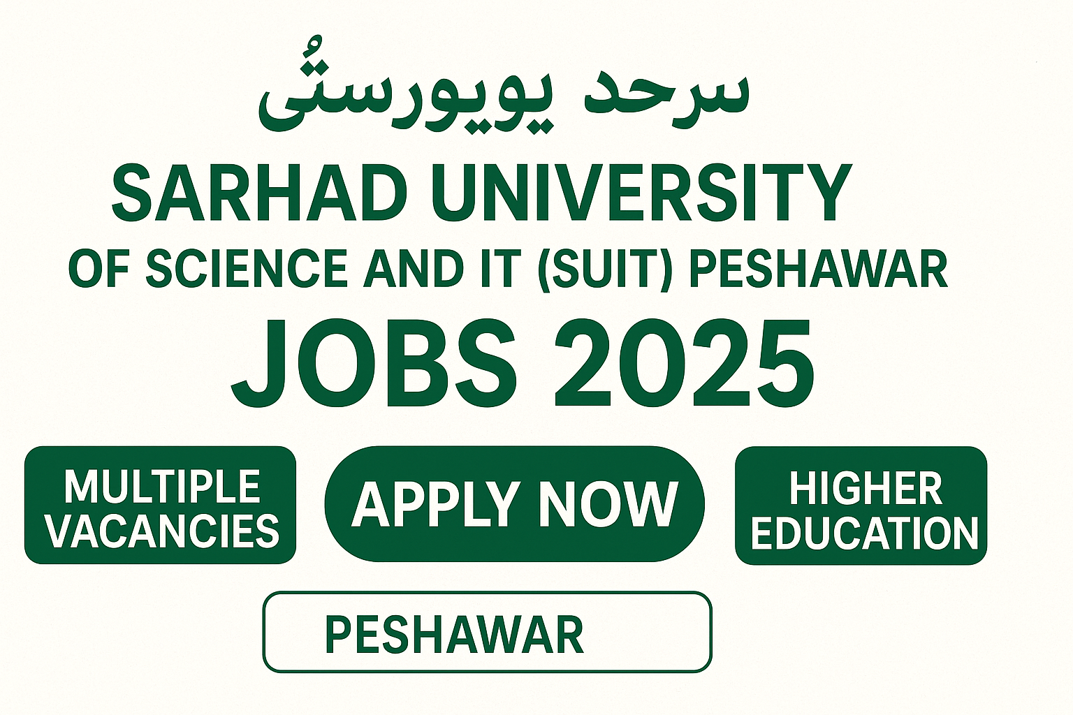 Sarhad University of Science and IT (SUIT) Peshawar Jobs 2025