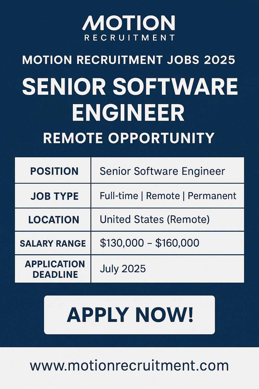 Motion Recruitment Jobs 2025- Senior Software Engineer